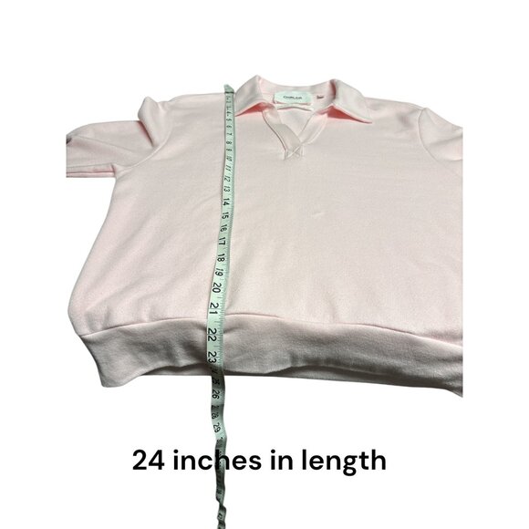 Womens Chrldr Cheerleader Pink Collared Long Sleeve Lightweight Pullover Sweater - Picture 10 of 10